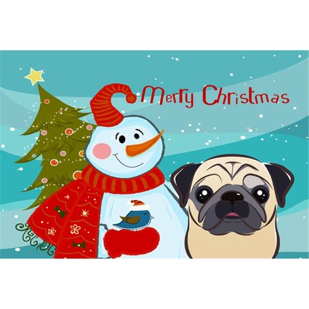 CAROLINES TREASURES Snowman With Fawn Pug Fabric Placemat BB1882PLMT